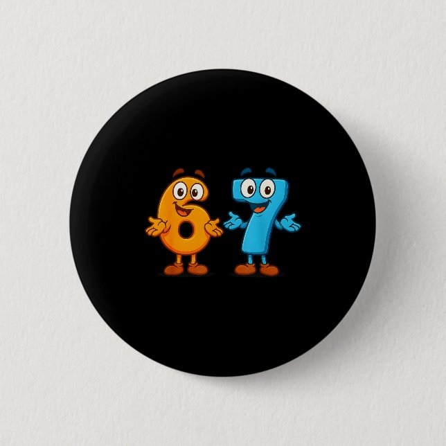 67 Meme Six Seven Kids Number Blocks Math Teacher  2 Inch Round Button (Front)