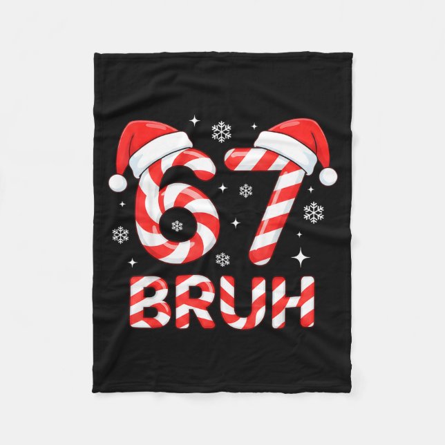 67 Meme Six Seven Memes Candy Cane Christmas Boys  Fleece Blanket (Front)