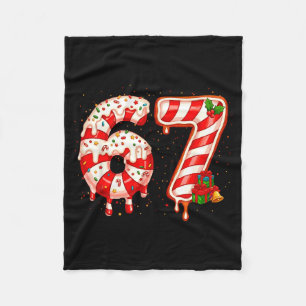 67 Meme Six Seven Merry Christmas Xmas Cream Drip  Fleece Blanket