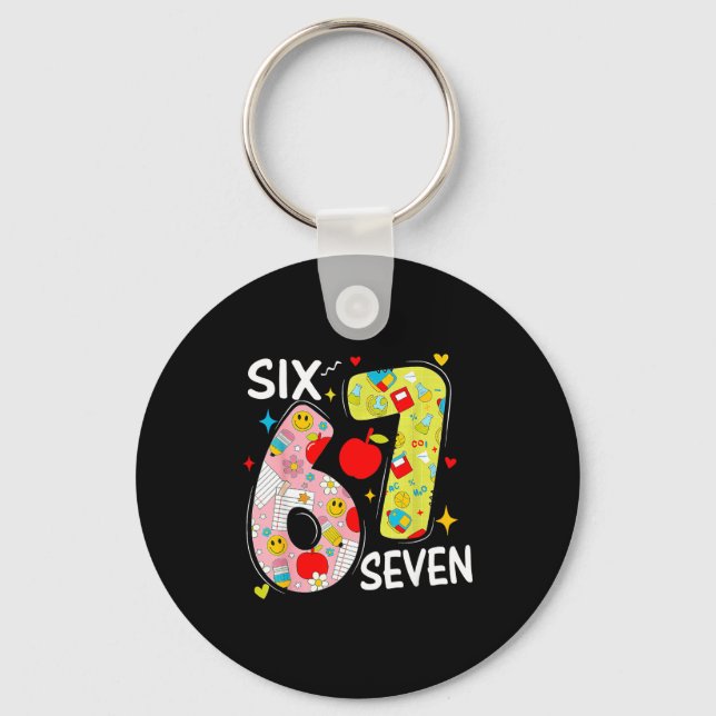 67 Meme Six Seven Number 6-7 6 7 Funny 67 Days Sma Keychain (Front)