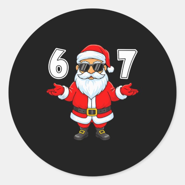 67 Meme Six Seven Number 6 7 Funny Santa Xmas Chri Classic Round Sticker (Front)