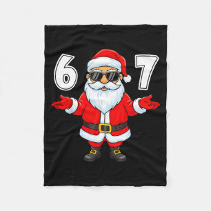 67 Meme Six Seven Number 6 7 Funny Santa Xmas Chri Fleece Blanket