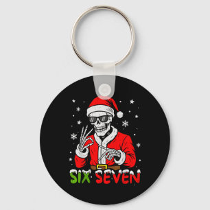 67 Meme Six Seven Skeleton Santa Funny Christmas G Keychain