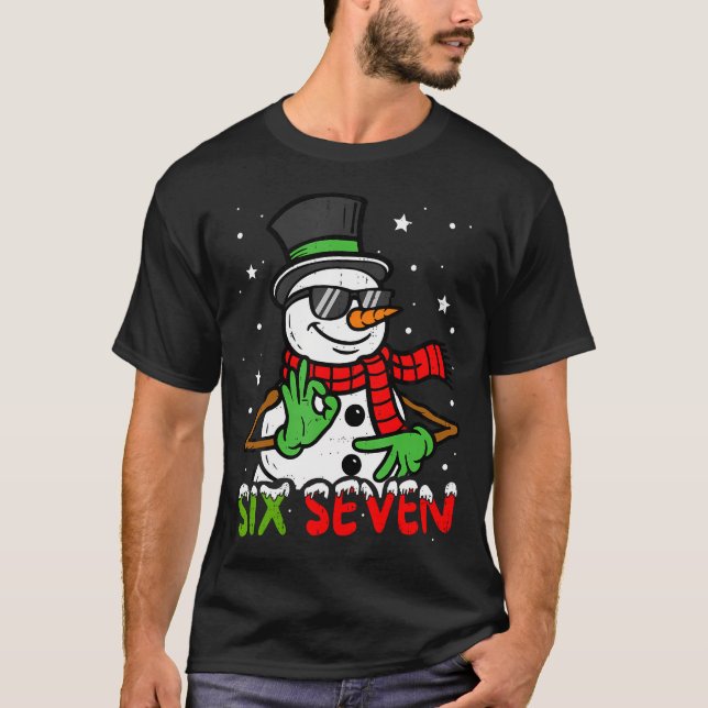 67 Meme Six Seven Snowman Funny Christmas Gen Z Al T-Shirt (Front)