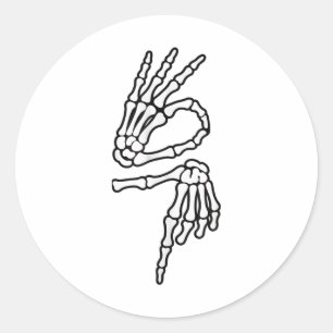 67 Meme Skeleton Hand 6 7 Halloween Six Seven _1  Classic Round Sticker