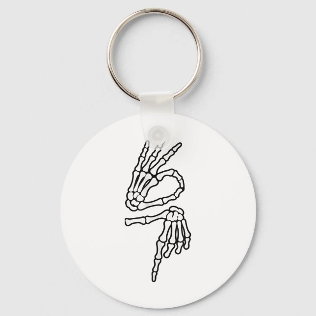 67 Meme Skeleton Hand 6 7 Halloween Six Seven _1  Keychain (Front)