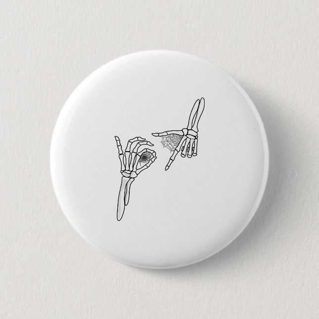 67 Meme Skeleton Hand 6 7 Halloween Six Seven  2 Inch Round Button (Front)