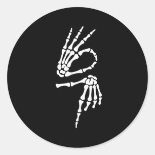 67 Meme Skeleton Hand 6 7 Halloween Six Seven  Classic Round Sticker
