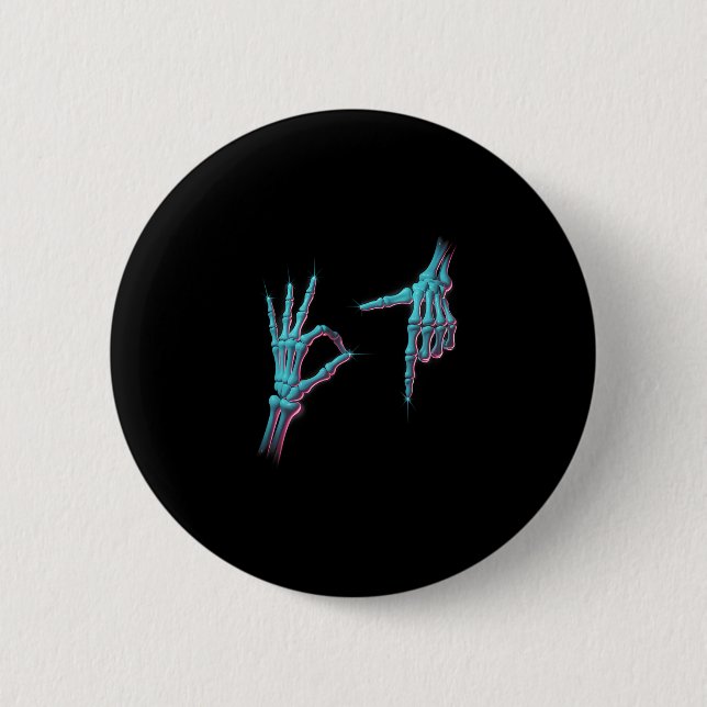 67 Meme Skeleton Hand 6 7 Halloween Six Seven Funn 2 Inch Round Button (Front)