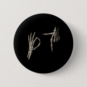 67 Meme Skeleton Hand 6 7 Halloween Six Seven Funn 2 Inch Round Button