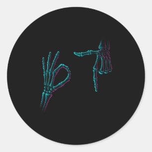 67 Meme Skeleton Hand 6 7 Halloween Six Seven Funn Classic Round Sticker