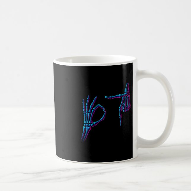 67 Meme Skeleton Hand 6 7 Halloween Six Seven Funn Coffee Mug (Right)