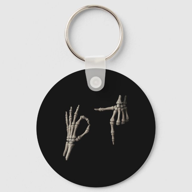 67 Meme Skeleton Hand 6 7 Halloween Six Seven Funn Keychain (Front)