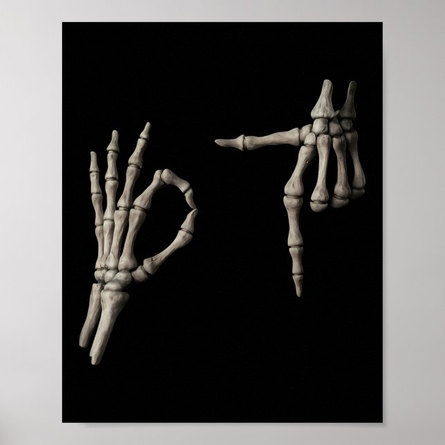 67 Meme Skeleton Hand 6 7 Halloween Six Seven Funn Poster (Front)