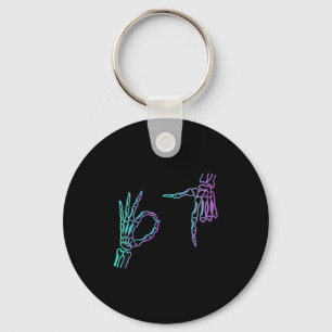 67 Meme Skeleton Hand 6 7 Halloween Six Seven Keychain