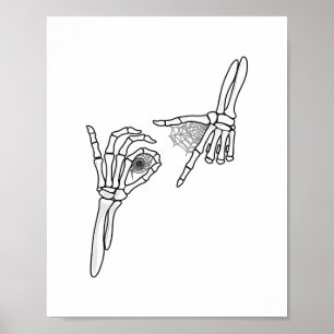 67 Meme Skeleton Hand 6 7 Halloween Six Seven  Poster