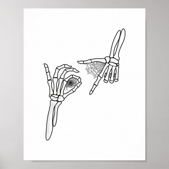 67 Meme Skeleton Hand 6 7 Halloween Six Seven  Poster (Front)