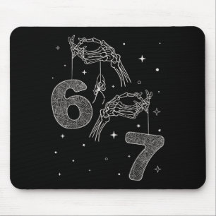 67 Meme Skeleton Hand Funny Halloween Six Seven Te Mouse Pad
