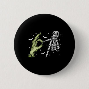 67 Meme Skeleton Zombie Hand 6 7 Halloween Six Sev 2 Inch Round Button
