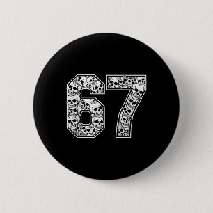 67 Meme Skull Pattern Graphic Halloween Number Art 2 Inch Round Button