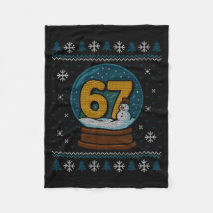 67 Meme Snow Globe Christmas Ugly Sweater Xmas Cel Fleece Blanket