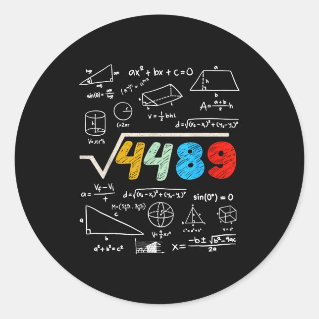 67 Meme Square Root 4489 Do The Math Funny Birthda Classic Round Sticker (Front)