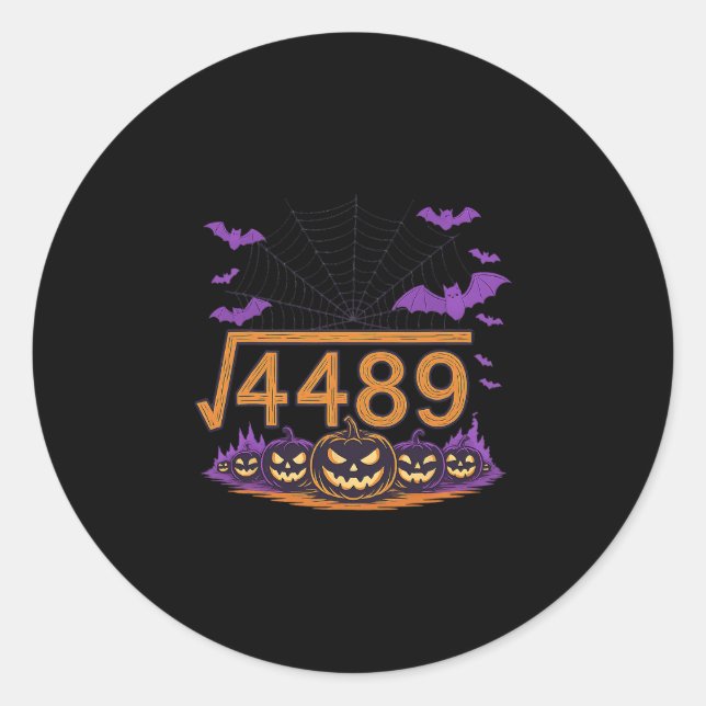 67 Meme Square Root 4489 Slang Math Halloween Cost Classic Round Sticker (Front)