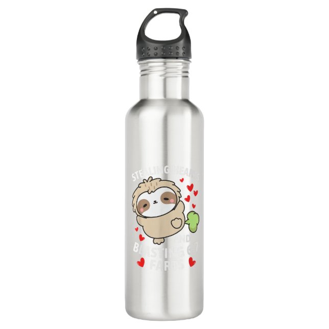 67 Meme Stealing Hearts Valentine's Day Sloth Kids 710 Ml Water Bottle (Front)