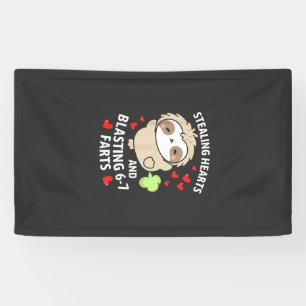 67 Meme Stealing Hearts Valentine's Day Sloth Kids Banner