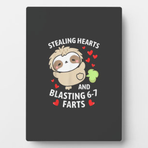 67 Meme Stealing Hearts Valentine's Day Sloth Kids Plaque
