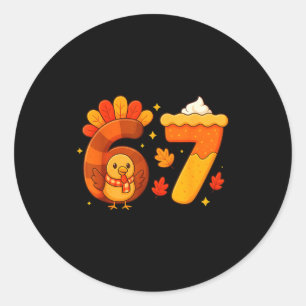 67 Meme Thanksgiving Turkey Day Funny Holiday Six  Classic Round Sticker