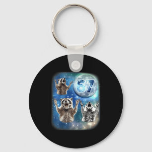 67 Meme Three Racoon Howling At The Moon 67 Keychain