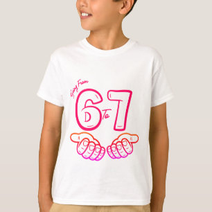 67 Meme Trend Pink Red Birthday Party  T-Shirt