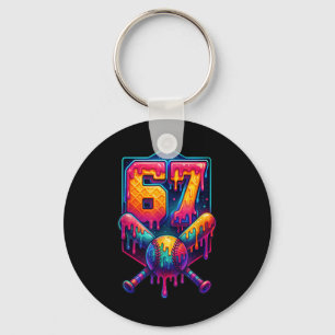67 Meme Trendy Baseball Funny Number 67 Player Six Keychain