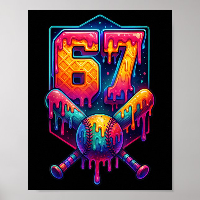 67 Meme Trendy Baseball Funny Number 67 Player Six Poster (Front)