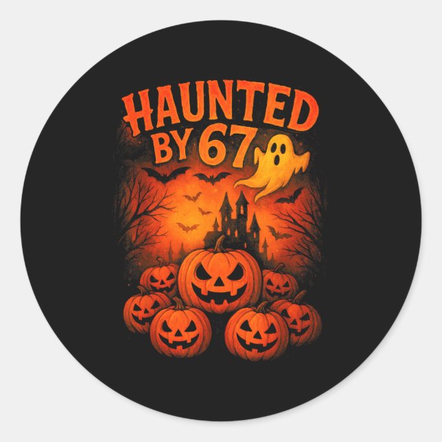 67 Meme Trendy Ghost Halloween Funny Six Seven Gen Classic Round Sticker (Front)