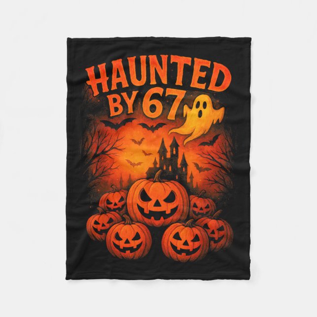 67 Meme Trendy Ghost Halloween Funny Six Seven Gen Fleece Blanket (Front)