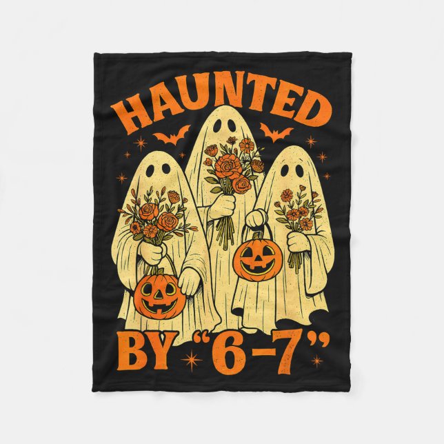 67 Meme Trendy Ghost Halloween Funny Six Seven Gen Fleece Blanket (Front)
