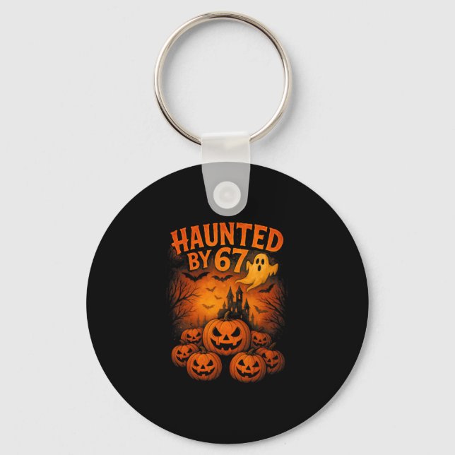 67 Meme Trendy Ghost Halloween Funny Six Seven Gen Keychain (Front)