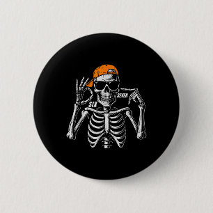 67 Meme Trendy Skeleton Halloween Funny Six Seven 2 Inch Round Button