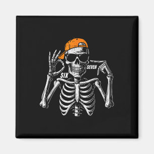 67 Meme Trendy Skeleton Halloween Funny Six Seven  Magnet