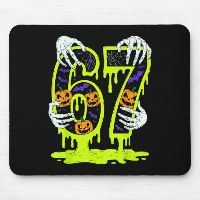67 Meme Trendy Skeleton Halloween Funny Six Seven  Mouse Pad (Front)