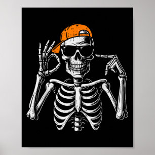 67 Meme Trendy Skeleton Halloween Funny Six Seven  Poster