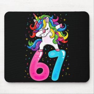 67 Meme Unicorn For Girls Six Seven Gen Alpha Brai Mouse Pad