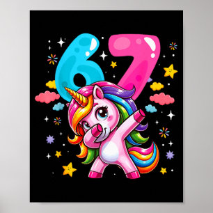 67 Meme Unicorn For Girls Six Seven Meme Brainrot  Poster