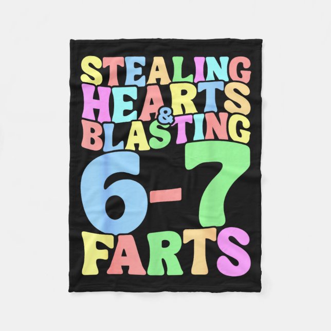 67 Meme Valentine's Day Six Seven 6-7 Funny Steali Fleece Blanket (Front)