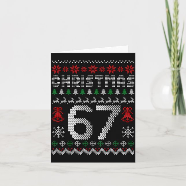 67 Meme Xmas Gen Alpha Fun Six Seven Ugly Christma Card (Front)