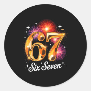67 New Years Eve Party Pajama Shirt 6 7 Meme 67 20 Classic Round Sticker