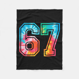 67 Number Meme Funny Six Seven Tie Dye Gen Alpha S Fleece Blanket