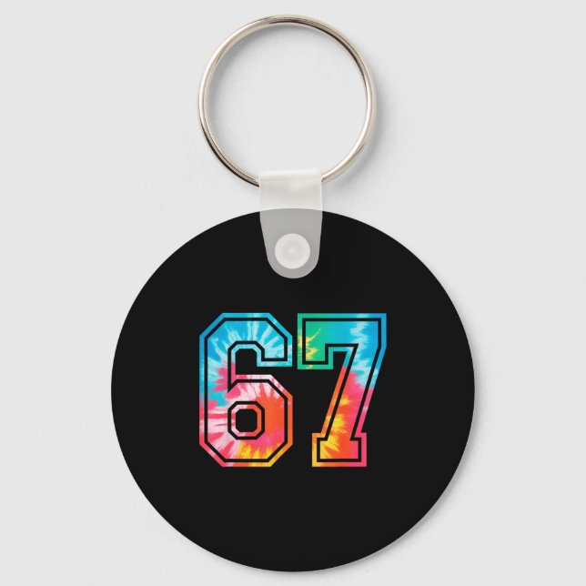 67 Number Meme Funny Six Seven Tie Dye Gen Alpha S Keychain (Front)